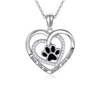 HUKKUN Paw Print Necklace for Women Sterling Silver Puppy Dog Cat Paw Print Jewelry Gift for Dog Mom
