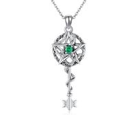 HUKKUN Pentagram Necklace Sterling Silver Snake Pendant Key Pentacle Necklace Pentagram Snake Jewellery Gifts for Women