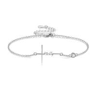 HUKKUN Personalized Cross Anklet with Birthstone 925 Sterling Silver Promise Customize Name Anklet Personalized Jewellery for Women Mother Lover Yourself