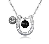 HUKKUN Personalized Horseshoe Necklace 925 Sterling Silver I Love You 100 Languages Pendant Custom Picture Pendant Jewelry for Women