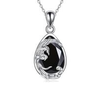 HUKKUN Phoenix Necklace Sterling Silver Phoenix Pendant Black Bird Necklace Spiritual Nirvana Jewellery Gifts for Women