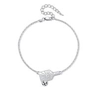 HUKKUN Pickleball Bracelets for Women Sterling Silver Pickleball Rackets Bracelets Sports Jewellery Graduation Gifts for Graduates Sports Lovers