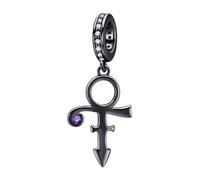 HUKKUN Prince Symbol Charm 925 Sterling Silver Black Prince Charm for Bracelet Necklace Jewelry Gifts for Princes Fans