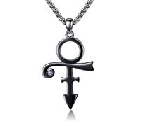 HUKKUN Prince Symbol Necklace Sterling Silver Prince Necklace for Men Prince Symbol Jewelry for Prince Fans