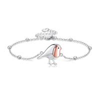HUKKUN Robin Bird Bracelet Sterling Silver Robin Bird Lover Gift for Women