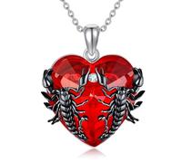 HUKKUN Scorpion Necklace Sterling Silver Scorpion Heart Necklace Goth Jewelry Gifts for Women