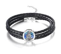 HUKKUN St Christopher Bracelet Men Sterling Silver Saint Christopher Medal Bracelet Catholic Jewellery Gifts for Men