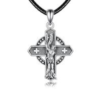 HUKKUN St Sebastian Medal Necklace Sterling Silver Saint Sebastian Pendant Necklace Catholic Jewellery Gifts for Men Women