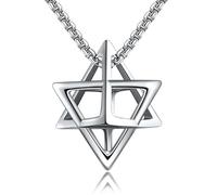 HUKKUN Sterling Silver Merkaba Necklace Star of David Metatron Jewish Star Jewelry Gift for Men