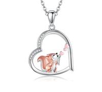 Hukkun Sterling Silver Squirrel Pendant Necklace - Squirrel Jewellery Gift for Women & Girls