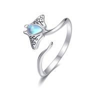 HUKKUN Stingray Ring 925 Sterling Silver Manta Ray Wrap Open Ring for Women Ocean Animal Jewelry for Women