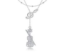 HUKKUN Violin Necklace Sterling Silver Violin Pendant Music Note Jewelry for Women Music Lovers