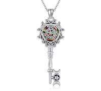 HUKKUN Wheel of Hecate Necklace Sterling Silver Hecate Key Pendant Triple Moon Goddess Necklace Wiccan Jewelry Gifts for Women