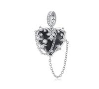 HUKKUN Witch Heart Charm Sterling Silver Heart Charm Witch Charms for Bracelet Jewelry for Women