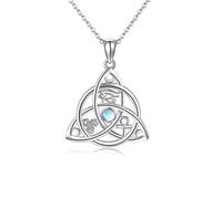 HUKKUN Witch Necklace Sterling Silver Triquetra Witch Celtic Knot Pendant Necklace Wiccan Pagan Jewellery Irish Gifts for Women