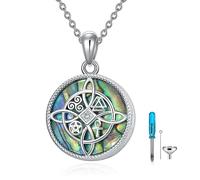 HUKKUN Witch Urn Necklace for Ashes Sterling Silver Celtic Witches Knot Cremation Jewelry Bereavement Gifts for Women