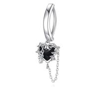 HUKKUN Witches Heart Belly Button Ring 925 Sterling Silver Black Heart Belly Ring Gothic Witches Reverse Button Rings Jewelry Goth for Women