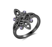 HUKKUN Witches Knot Ring 925 Sterling Silver Nudo de Bruja Original Black Witch Knot Rings Witchy Jewelry Gifts for Women Size Q