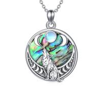 HUKKUN Wolf Necklace Sterling Silver Wolf Pendant Necklace Animal Wolf Jewelry for Women