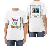HUKQWX Design Your Own Custom Tshirts in UK Any Photo Text Front/Back - Personalized Custom Shirt Gifts idea for Birthday, Unisex Personalised T-Shirt Custom Print Tee White