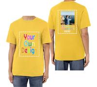 HUKQWX Design Your Own Custom Tshirts in UK Any Photo Text Front/Back - Personalized Custom Shirt Gifts idea for Birthday, Unisex Personalised T-Shirt Custom Print Tee Yellow