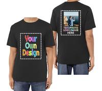 HUKQWX Design Your Own Custom Tshirts in UK Any Photo Text Front/Back - Personalized Custom Shirt Gifts idea for Birthday, Unisex Personalised T-Shirt Custom Print Tee