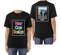 HUKQWX Design Your Own Custom Tshirts in UK Any Photo Text Front/Back - Personalized Custom Shirt Gifts idea for Birthday, Unisex Personalised T-Shirt Custom Print Tee Black