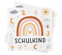 HUKUMA Pack of 40 Napkins School Child, Rainbow First Day of School Napkins, 3-Ply Paper Napkins, Finally School Child, for Table Decoration First Day of School, Rainbow Party, 33 x 33 cm