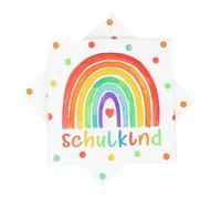 HUKUMA Pack of 40 Napkins School Child, Rainbow First Day of School Napkins, 3-Ply Paper Napkins, Finally School Child, for Table Decoration First Day of School, Rainbow Party, 33 x 33 cm