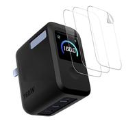 HUKWIMO Case for Anker Prime Charger 160w 3 Ports Smart Display + 4-Pack Screen Protectors, Soft Protective Cover, Drop-Resistant, Shockproof & Anti-Scratch, Skin-Friendly Material, Black