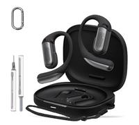 HUKWIMO Case for shokz OpenFit Pro, Protective Soft Cover with Carabiner, Strap & Cleaning Pen, Wireless Charging Supported,Shockproof Anti-Scratch ，Compatible with shokz OpenFit Pro，Black