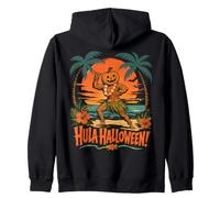 Hula Halloween Party Pumpkin Tiki Luau Beach Zip Hoodie