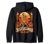 Hula Halloween Skeleton Tiki Luau Beach Pumpkin Party Zip Hoodie