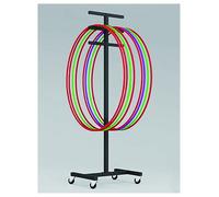 Hula Hoop and Jump Rope Storage Holder Rack, 43 In Tall Ftness Equipment Cart Black, Home Gym School Hoops Floor Display Stand for Obstacle Course