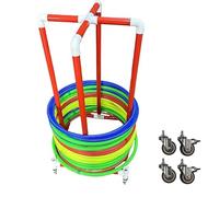 Hula Hoop Stand, Jump Hoop Rope Storage Rack, Rolling Equipment Hula Hoop Storage Rack with Wheels, PVC Gym Hoops Holder Stand, Stand Up Hoola Display Cart for Middle School PE Classes(45cm
