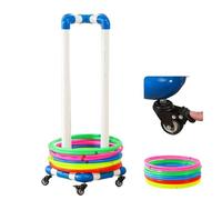 Hula Hoop Stand, PVC Hula Hoop Holder Stand with Hula Hoops & Brakes Wheels, Rolling Fitness Hoop Rack Organizer for Home Office, Sport Hula Ring Storage Cart(65cm (25 5/8"))")