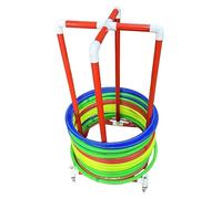 Hula Hoop Stand, PVC Rolling Equipment Hula Hoop Storage Rack with 4 Wheeler, Gym Hoops Holder Stand, Stand Up Hoola Display Cart for Middle School PE Classes(35cm (13 3/4"))")