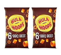 Hula Hoops BBQ Beef Crisps Multipack Crisps 6 x 24g, (2 Pack), Cooked with 100% Sunflower Oil, No Artificial Flavours or Colours, No MSG, Suitable for Vegetarians