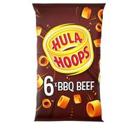 Hula Hoops BBQ BEEF Multipack Crisps 6 Pack 24g Packs, Case of 30 - Deliciously crunchy - No Artificial Colours or Flavours, Suitable for Vegetarians