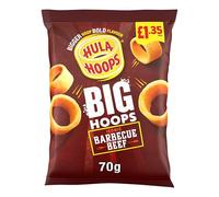 Hula Hoops Big Hoops BBQ Beef 20 x 70g - Savory & Crispy Beef-Flavored Snacks - Perfect for Sharing, Parties, Picnics & On-the-Go Snacking - Tasty Ready-to-Eat Crunchy Hoops in Individual Bags
