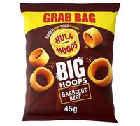 Hula Hoops BIG HOOPS BBQ BEEF Grab Bag Crisps 45g Bags, Case of 36 - Bigger Hoop, bold flavour. Bigger than standard sized Hula Hoops, No Artificial