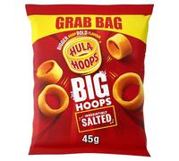 Hula Hoops BIG HOOPS SALTED Grab Bag Crisps 45g Bags, Case of 36 - Bigger Hoop, bold flavour. Bigger than standard sized Hula Hoops - No Artificial Colours or Flavours, Suitable for Vegetarians