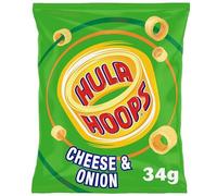 Hula Hoops Cheese & Onion Crisps 34g (Pack of 24) "Deliciousness that brings a smile" For All Occasions