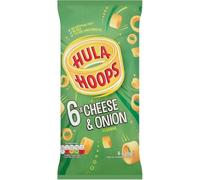 Hula Hoops Cheese & Onion Flavour Crisps, 6 x 24g Multipack