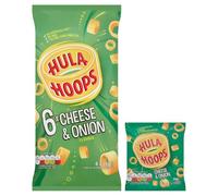 Hula Hoops Cheese & Onion Multipack Crisps, 6 Pack, 144g, No Artificial Flavours or Colours, No MSG, Cooked with 100% Sunflower Oil, Suitable for Vegetarians
