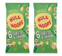 Hula Hoops Cheese & Onion Potato Crisps, 6X24g (2 Pack), No Artificial Flavours or Colours, No MSG, Cooked with 100% Sunflower Oil, Suitable for Vegetarians
