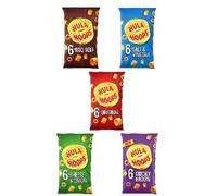 Hula Hoops Crisps Multipack, 5 Flavours, BBQ Beef, Salt & Vinegar, Original, Cheese & Onion, Smoky Bacon, 30 x 20g
