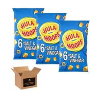 Hula Hoops Crisps Variety | BBQ, Cheese & Onion, Original, Ready Salted, Salt & Vinegar - Classic British Crisps | Flavored Snack Lunchboxes (Pack 3, 6xSalt & Vinegar)