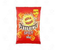 Hula Hoops Crisps Variety | BBQ, Cheese & Onion, Original, Ready Salted, Salt & Vinegar - Classic British Crisps | Flavored Snack Lunchboxes (Pack 8, Spicy 90g)
