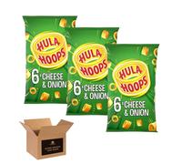 Hula Hoops Crisps Variety | BBQ, Cheese & Onion, Original, Ready Salted, Salt & Vinegar - Classic British Crisps | Flavored Snack Lunchboxes (Pack 3, 6xCheese & Onion)